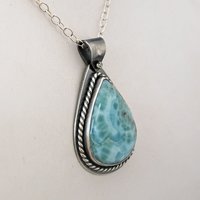 Larimar Silver Pendant with Sailboat Cut Out