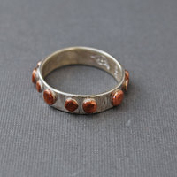 Hammered Silver Ring Band with Copper Dots