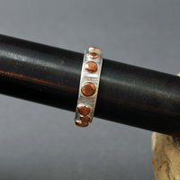 Hammered Silver Ring Band with Copper Dots