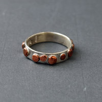 Hammered Silver Ring Band with Copper Dots