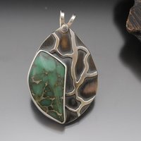 Lucin Variscite Silver Pendant with Lizard