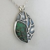 Lucin Variscite Silver Pendant with Lizard