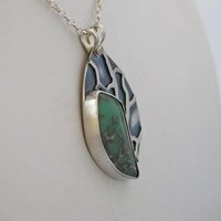 Lucin Variscite Silver Pendant with Lizard