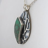 Lucin Variscite Silver Pendant with Lizard