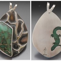 Lucin Variscite Silver Pendant with Lizard