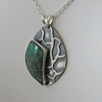 Lucin Variscite Silver Pendant with Lizard