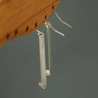 Hammered Silver Stick Earrings with Garnet, January Birthstone Earrings