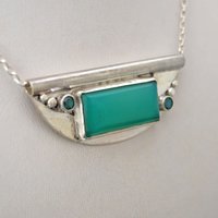 Chrysoprase and Green Topaz Pendant, Art Deco Style