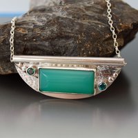 Chrysoprase and Green Topaz Pendant, Art Deco Style