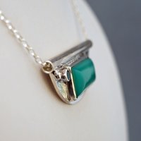Chrysoprase and Green Topaz Pendant, Art Deco Style
