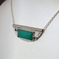 Chrysoprase and Green Topaz Pendant, Art Deco Style