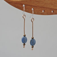 Long Kyanite Bronze Drop Earrings  J-2370