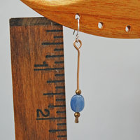 Long Kyanite Bronze Drop Earrings  J-2370