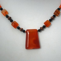 Carnelian and Serpentine beaded necklace