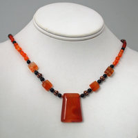 Carnelian and Serpentine beaded necklace