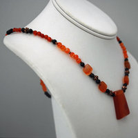Carnelian and Serpentine beaded necklace