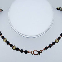 Snowflake Obsidian and Czech Glass Necklace