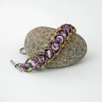 Amethyst Lace and Peridot Beaded Bracelet