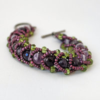 Amethyst Lace and Peridot Beaded Bracelet