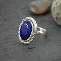 Sterling Silver Lapis Lazuli Ring, Size 8.75