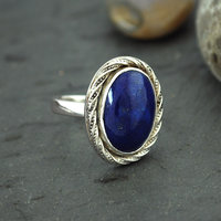 Sterling Silver Lapis Lazuli Ring, Size 8.75
