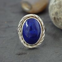 Sterling Silver Lapis Lazuli Ring, Size 8.75