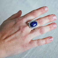 Sterling Silver Lapis Lazuli Ring, Size 8.75