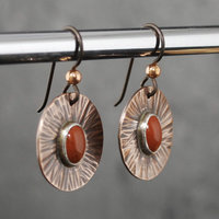 Hammered Copper Earrings with Red Jasper