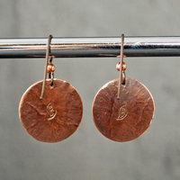 Hammered Copper Earrings with Red Jasper