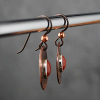 Hammered Copper Earrings with Red Jasper