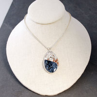 Blue Pietersite Silver Pendant with Waterfall, Copper Rocks hanging
