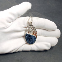 Blue Pietersite Silver Pendant with Waterfall