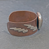Copper Cuff with Plume Agate and Silver Lightning