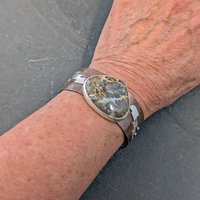 Copper Cuff with Plume Agate and Silver Lightning