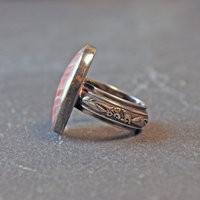 Rhodochrosite Silver Ring, Size 6.75