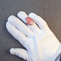 Rhodochrosite Silver Ring, Size 6.75