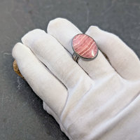 Rhodochrosite Silver Ring, Size 6.75