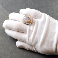 Calico Lace Agate Silver Ring Size 8.75