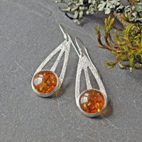 Baltic Amber Silver Drop Earrings