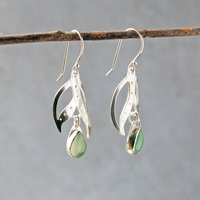 Silver Earrings, Prehnite Drops