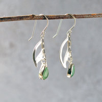 Silver Earrings, Prehnite Drops