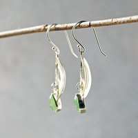 Silver Earrings, Prehnite Drops