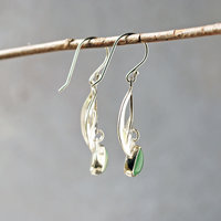 Silver Earrings, Prehnite Drops