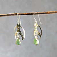 Silver Earrings, Prehnite Drops