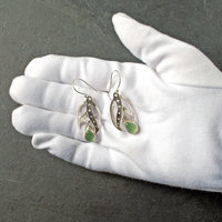 Silver Earrings, Prehnite Drops