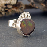 Fire Agate, Silver Ring, Size 8.5
