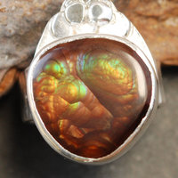 Fire Agate, Silver Ring, Size 8.5