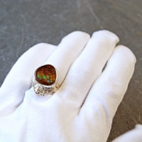 Fire Agate, Silver Ring, Size 8.5