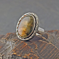 Golden labradorite sterling silver ring