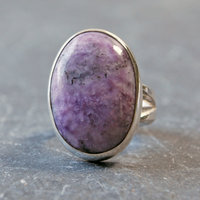 Charoite Silver Ring, Size 6.25